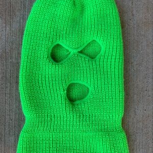 Neon Green Knit Balaclava Ski Mask - Women